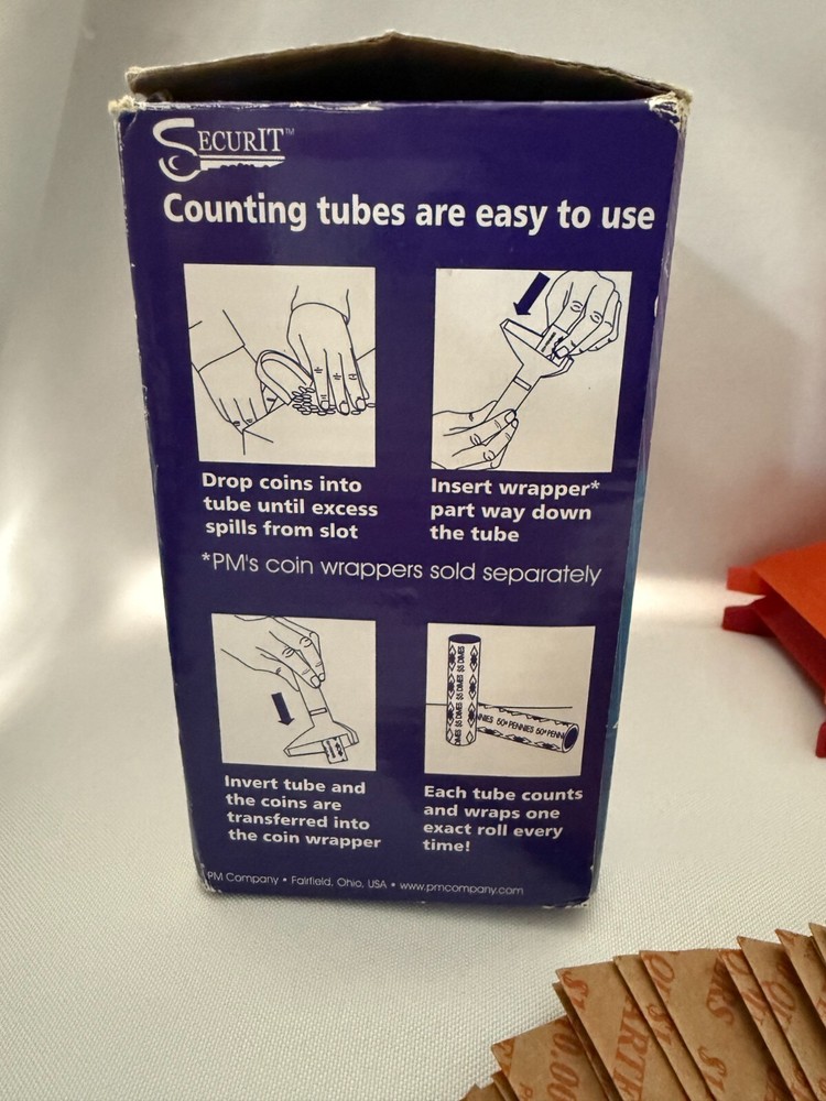Color Coded Coin Counting Tubes Set From PM Company