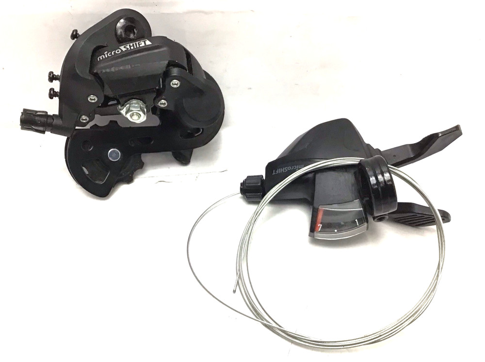 microSHIFT M21 Rear Derailleur Short Cage, with 7-Speed Shifter, Cable - Black