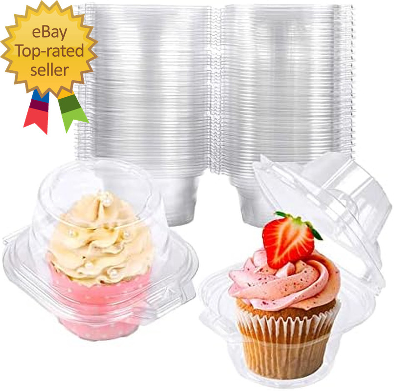 50 Pack Individual Cupcake Containers Plastic Cupcake Boxes Cupcake Holders