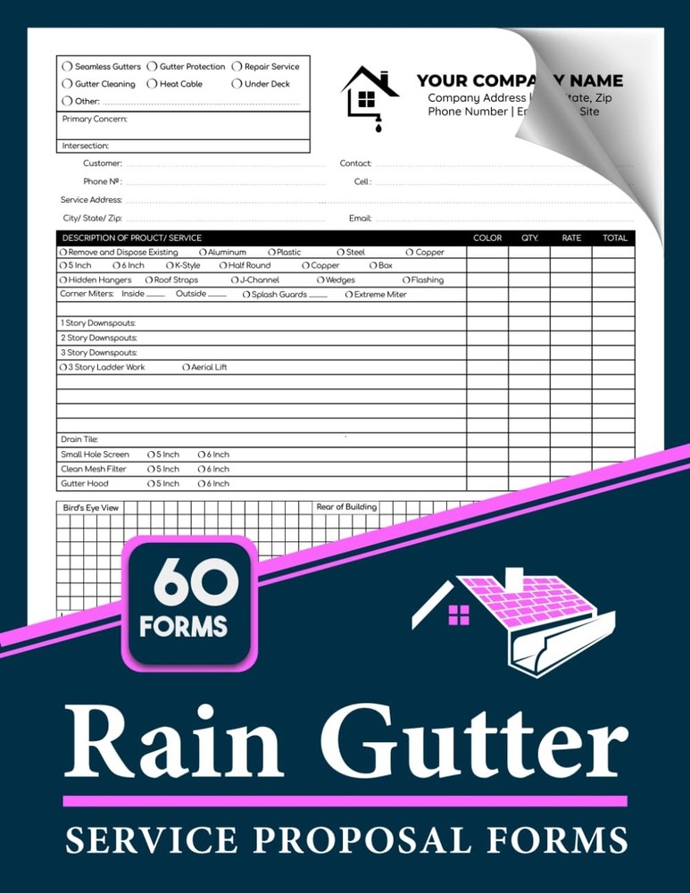 Rain Gutter Service Proposal Forms: 60+ Roofing Estimates | With Sketch Grid To