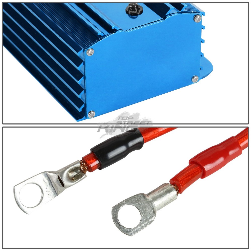 HIGH PERFORMANCE UNIVERSAL CAR BATTERY VOLTAGE STABILIZER REGULATOR+CABLE BLUE