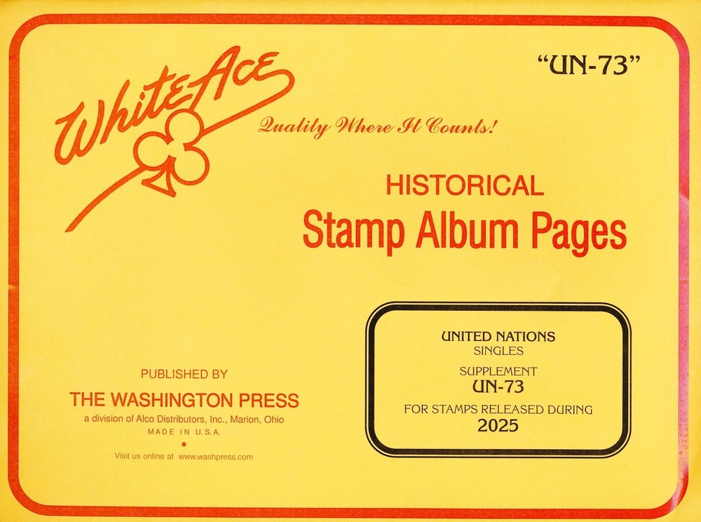 WHITE ACE 2025 United Nations Singles Stamp Album Supplement UN-73  NEW!