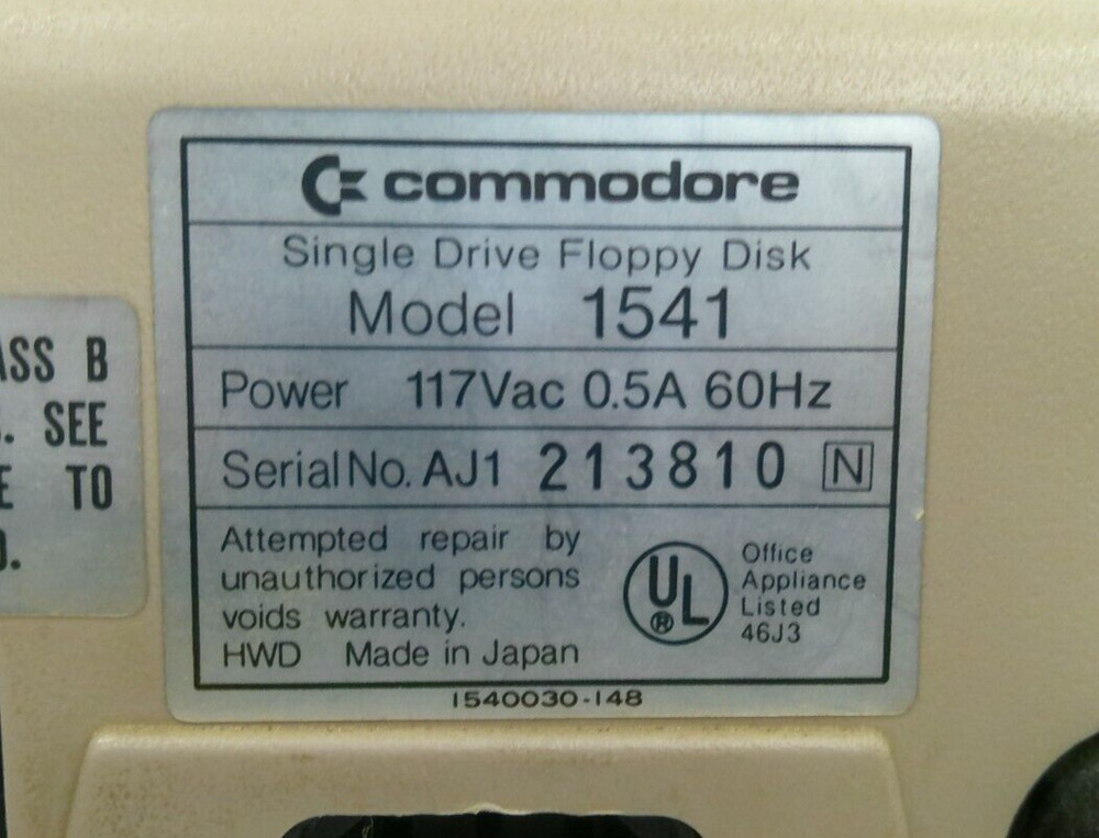 FOR PARTS ONLY - Commodore 1541 Single Floppy Disk Drive - See Description