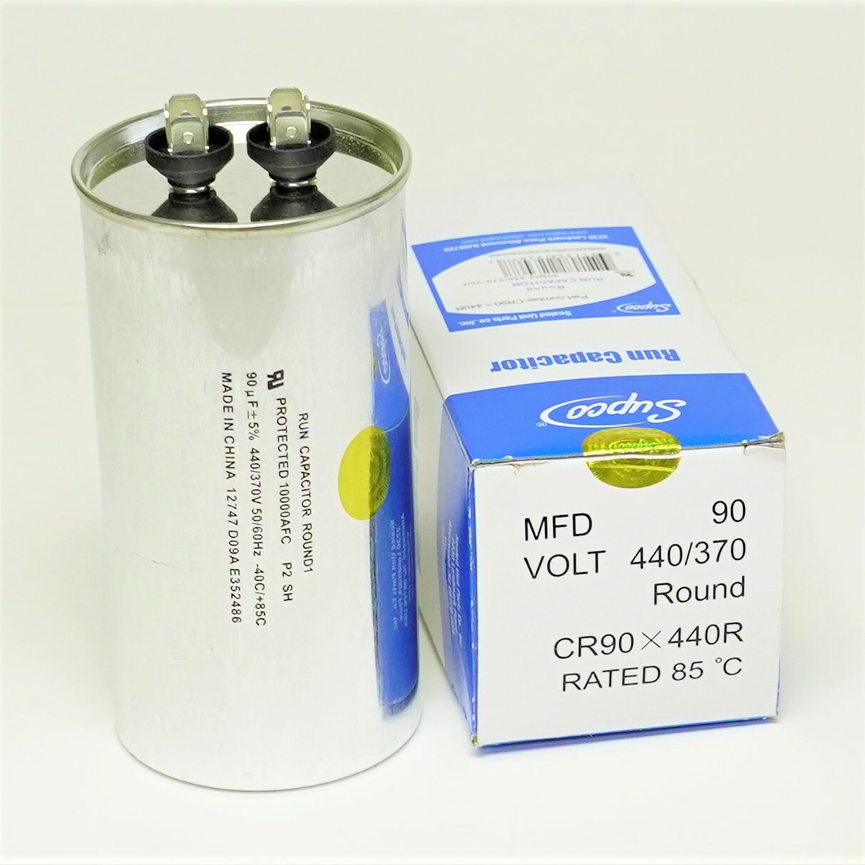 Supco CR90X440R HVAC Motor Round Run Capacitor 90 MFD 440 Volts