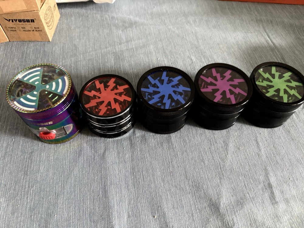5 Pack Manual Spice Grinder Mixed Colors 4 Layer Kitchen Crusher Bulk