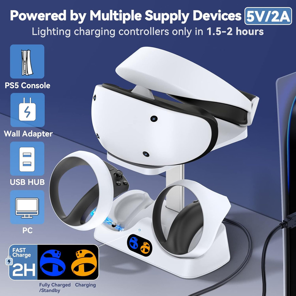 Controller Charging Dock for PS5 VR2, PSVR 2 Charging Station with VR Headset...