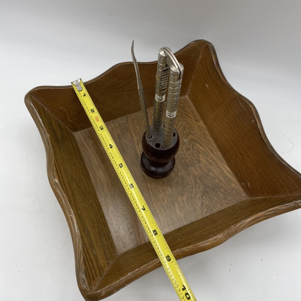 Vintage Nut Tray with Nutcracker Holder & Partial Nutcracker Set (2 Pieces)