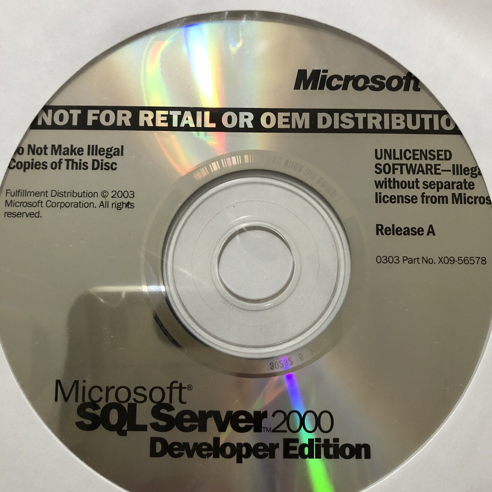 Microsoft SQL Server 2000 Developer Edition Release A With Product Key
