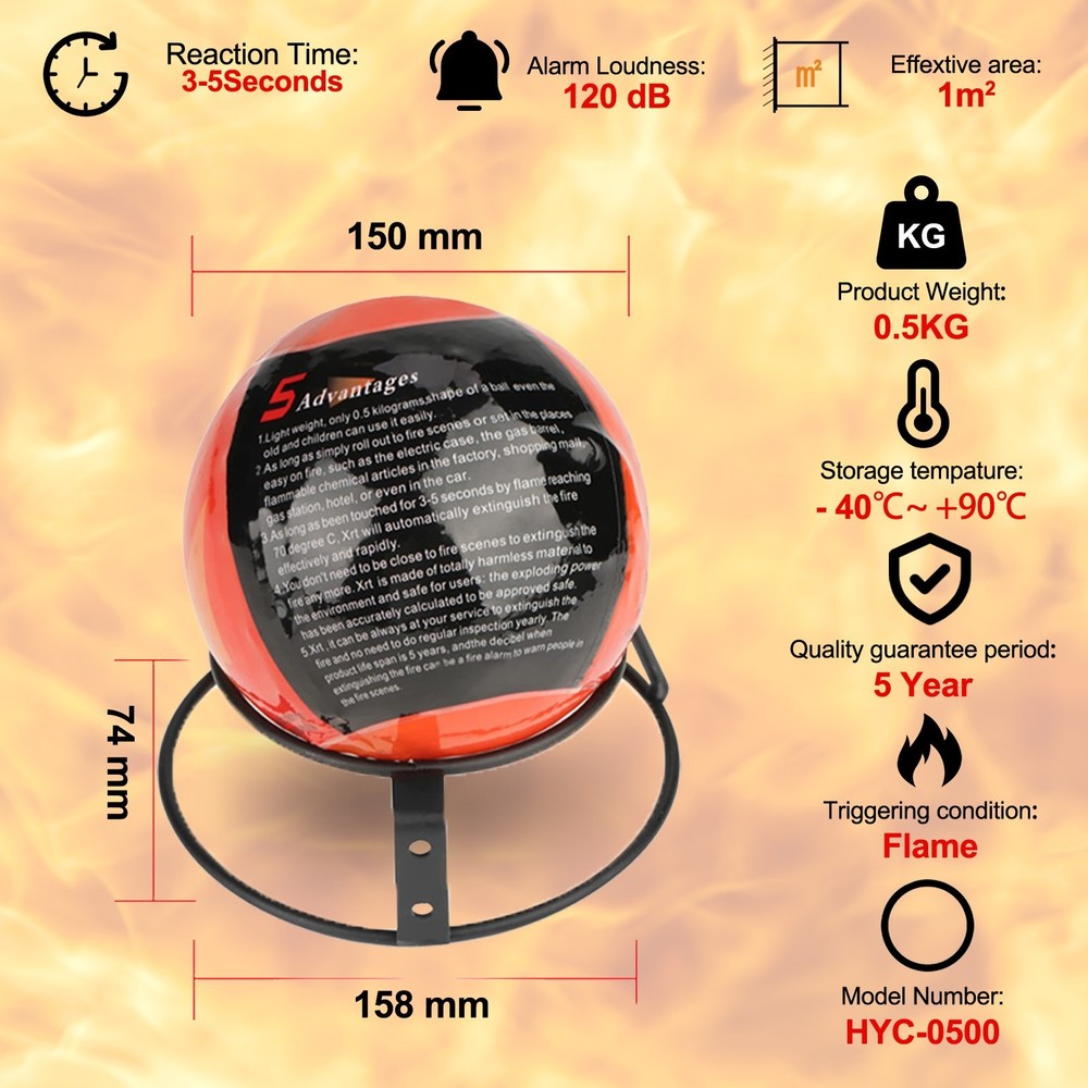 12 PACK Portable Automatic Fire Ball Extinguisher with Bracket and Hook Mount US