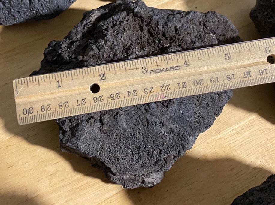 15 lbs. LARGE 6-8” Black Lava Rock (Approx. 15-18) Fire Pit -R&D Rock and Stone