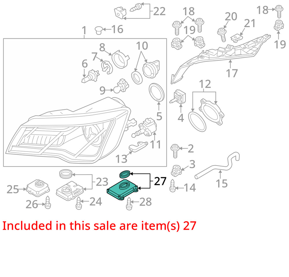 2012 Audi A7 Passenger Right Headlight Control Module PN: 4G8941329
