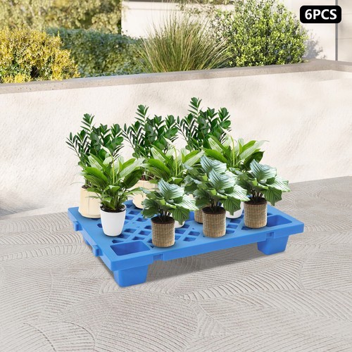 6-Piece Interlocking Plastic Pallets for Efficient Warehouse Storage