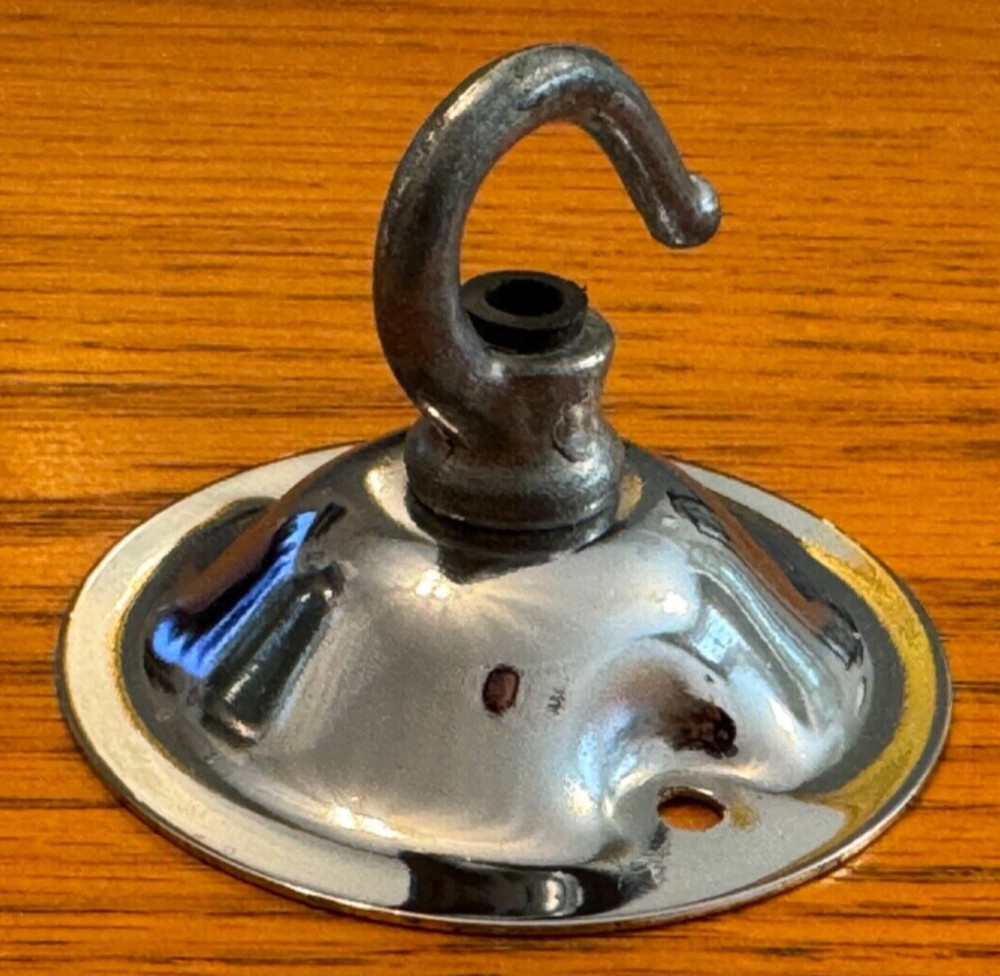 VINTAGE CHROME CHANDELIER CEILING ROSE WITH HOOK