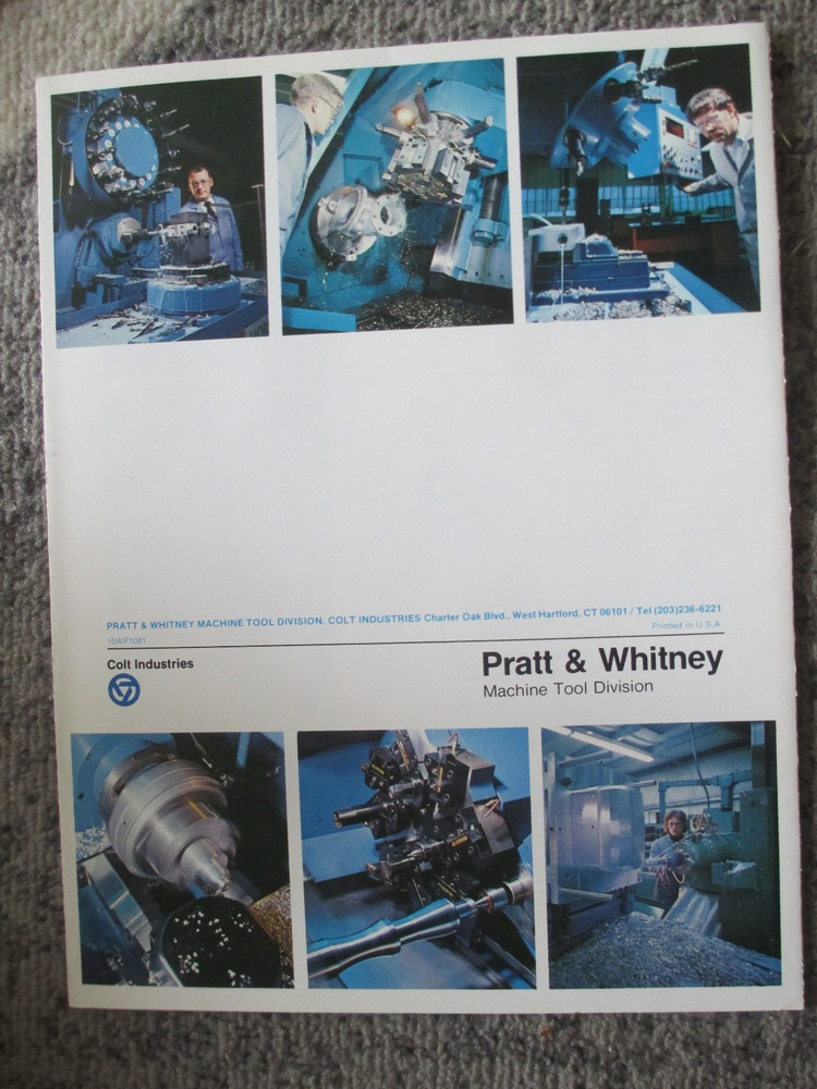 Pratt & Whitney Machine Tool Catalog No. MT156 +Modernization Lit