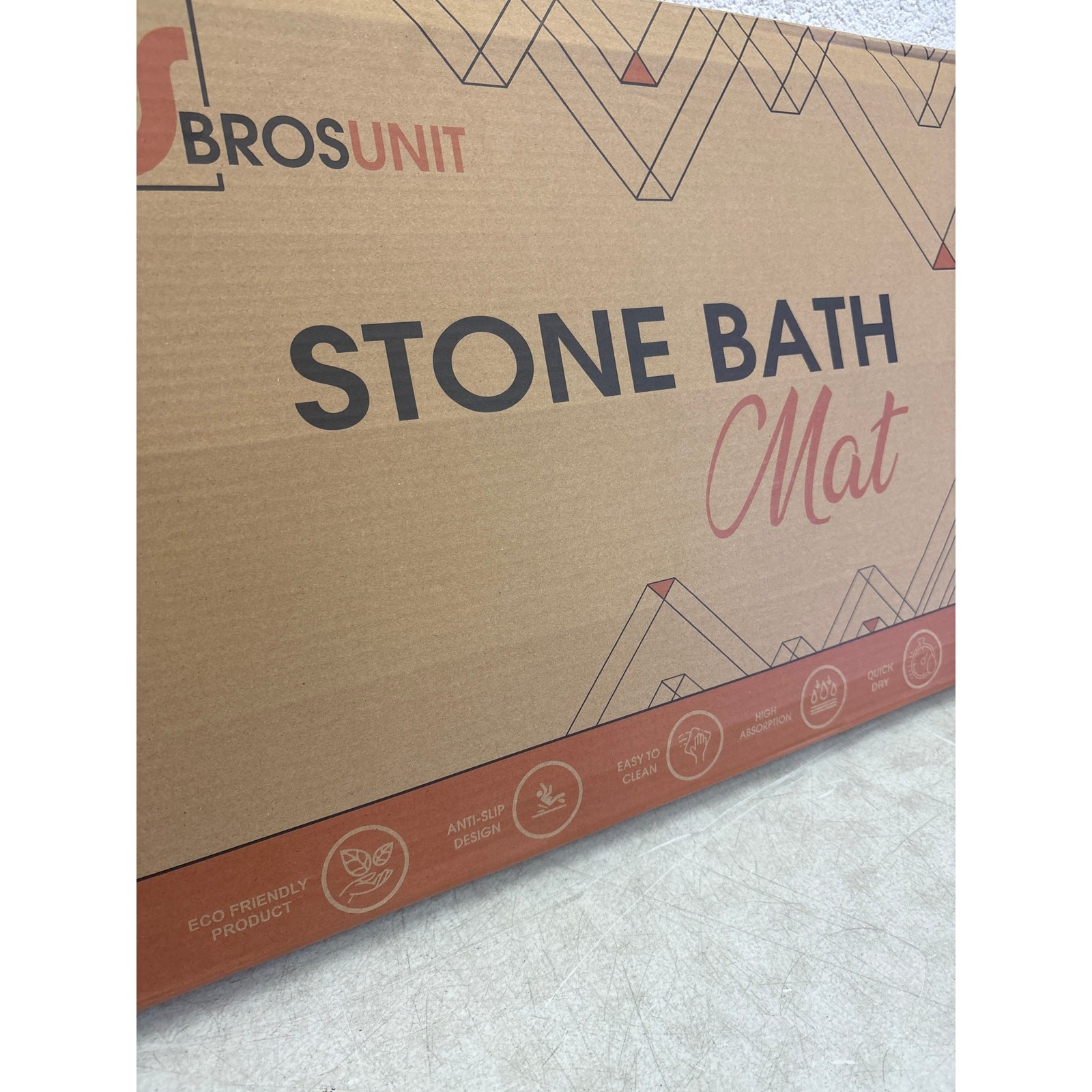 Brosunit Stone Bath Mat, Super Absorbent Quick Dry Non-Slip Mat, 23.5x15.7" Gray