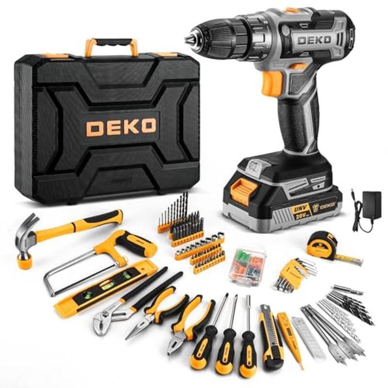 Cordless Drill Tool Set 20V Home Hand Repair Basic Toolbox Tools Set Drills Case