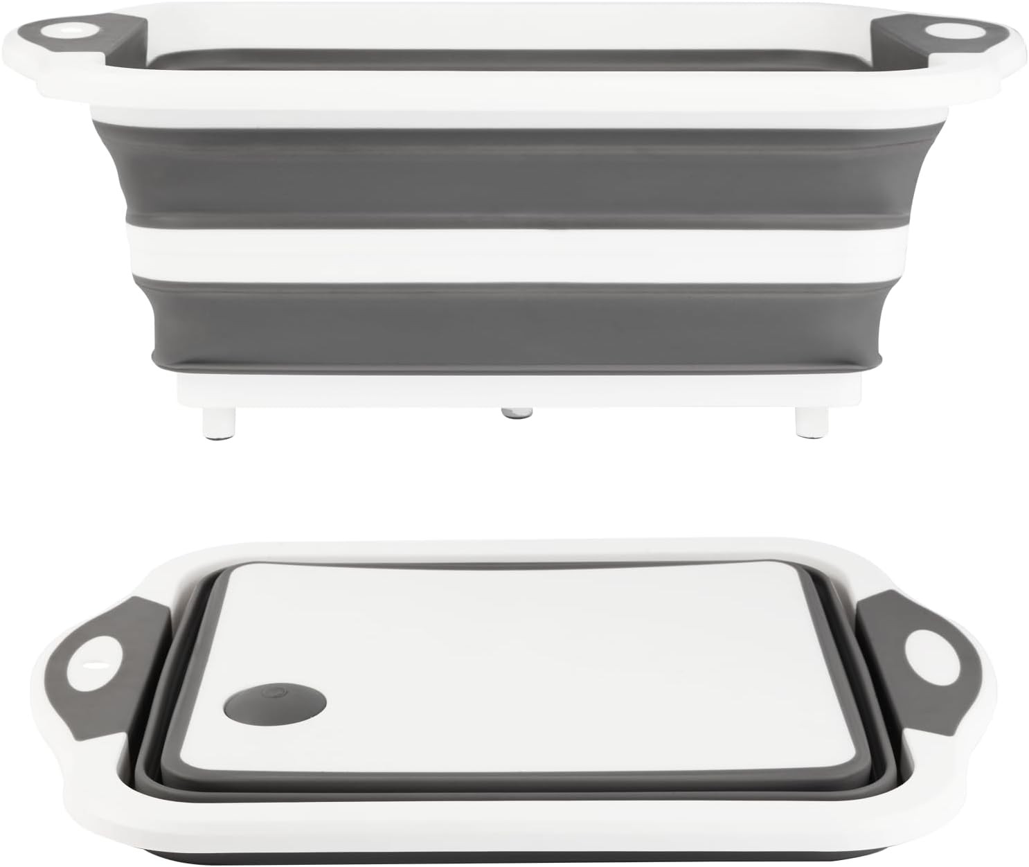 Foldable Grill Prep Bowl/Cutting Board, 10 L, with Strainer (Gray)