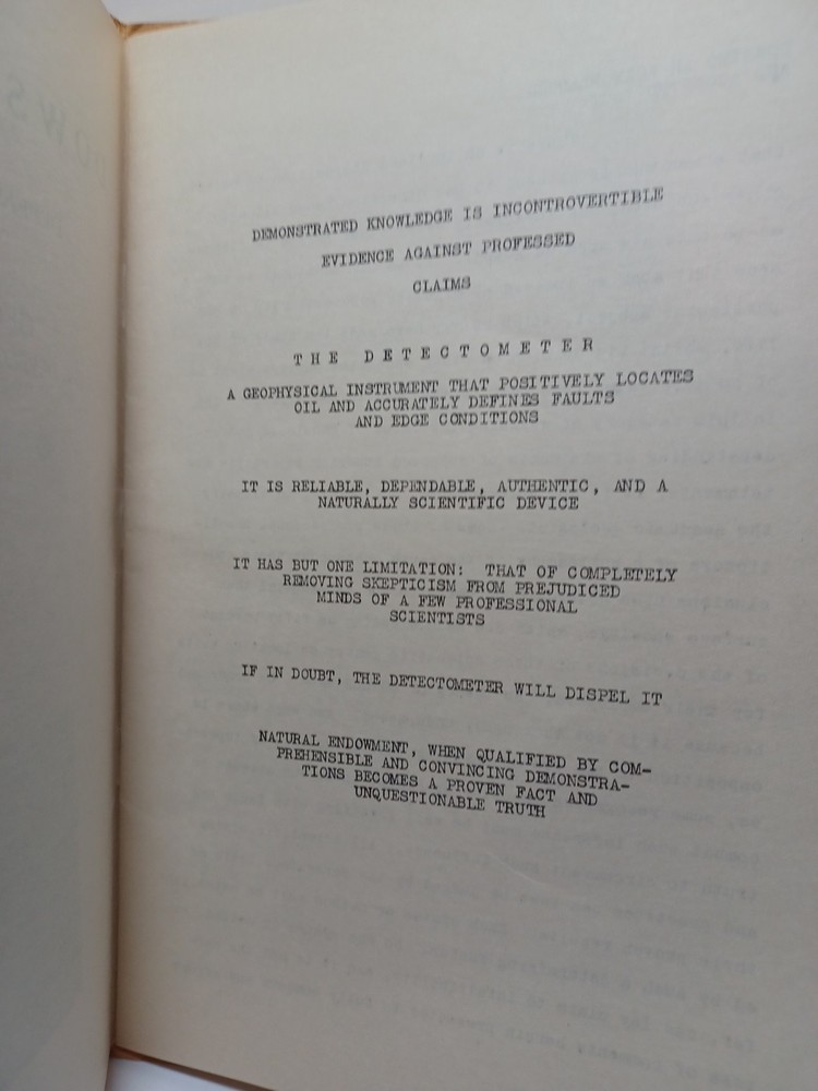 Oil Dowsing Method George E Miller Developer Detectometer Booklet RR 768