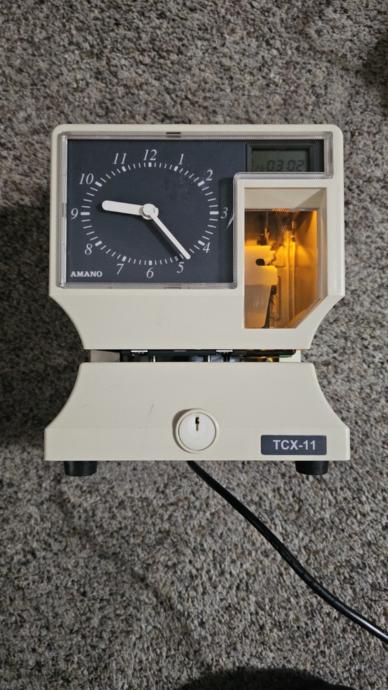 Amano TCX-11 Electronic Time Clock | Tested & Working | Includes Keys & Cards
