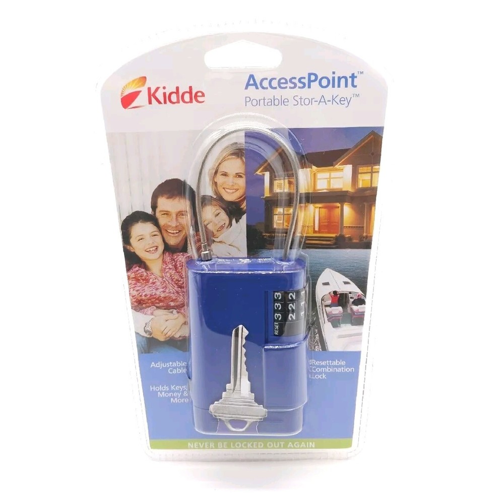 Kidde Access Point 001860 Portable Stor-A-Key Adjustable Cable Blue New Sealed