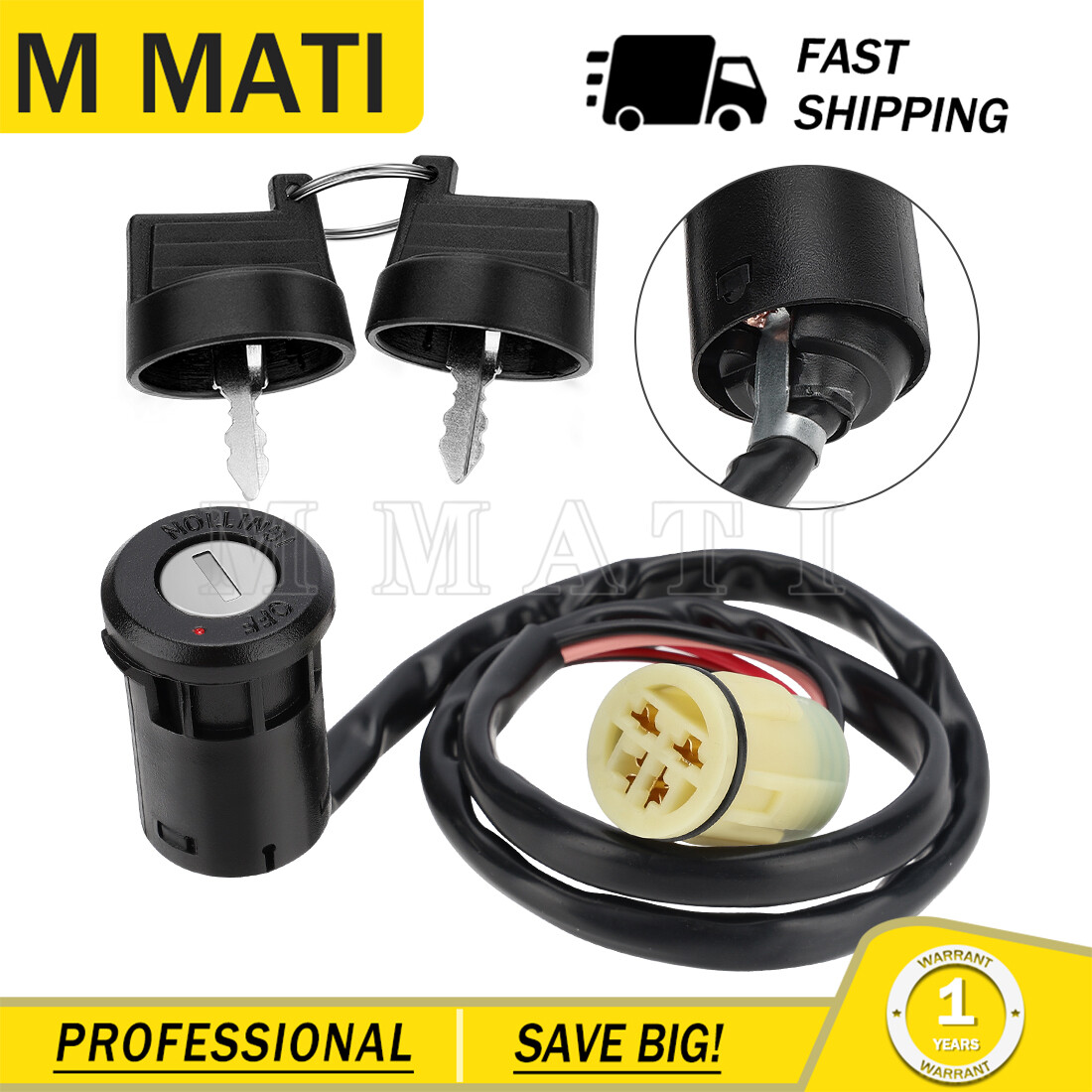 Ignition Key Switch for Honda TRX450ES TRX450S Foreman 4X4 1998 1999 2000 - 2004