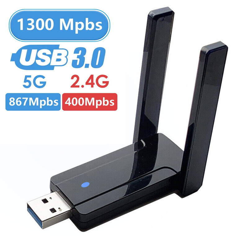 1300Mbps Long Range 5dBi Dual Band 5/2.4GHz Wireless USB3.0 WiFi Adapter Antenna