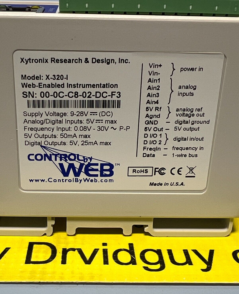 Control By Web X-320-I Web-Enabled Instrumentation - Grade Data Acquisition