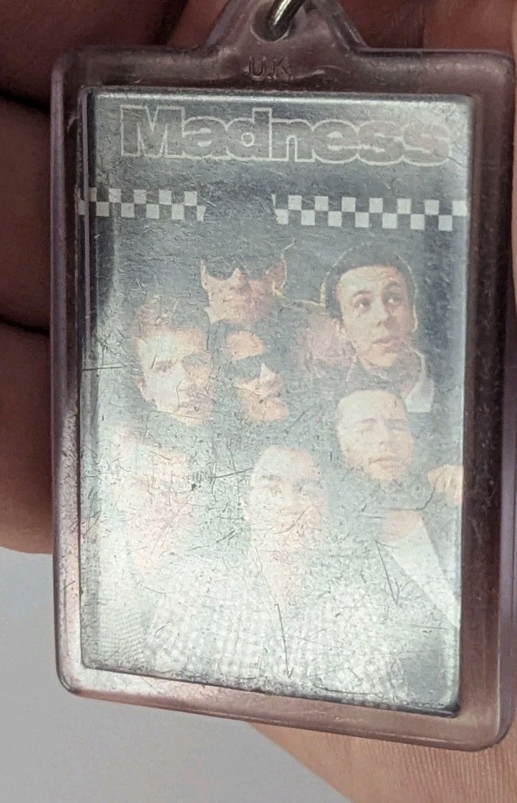 MADNESS - Vintage 1980s Band Keychain + Postcard + Pin - Lot Of 3 Pieces