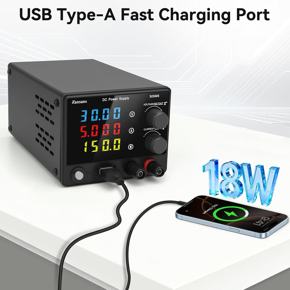 DC Power Supply Variable 30V 5A Adjustable DC Regulated Lab Bench Power Supply w