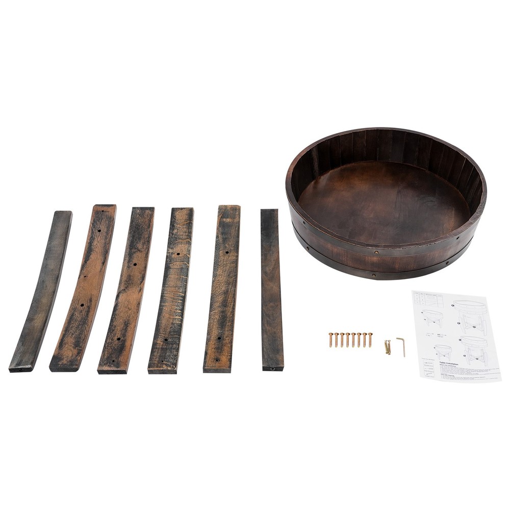 Solid Wood Round Barrel-style End Table Home Tea/coffee Table Wine Side Table