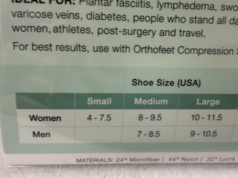 ORTHOFEET SIZE MEDIUM COMPRESSION SUPPORT SOCK WHITE 15-20mmHg