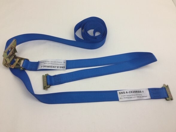 (10) 2" x 20' Blue Interior Van Strap Ratchet Assembly with E-Track Fitting