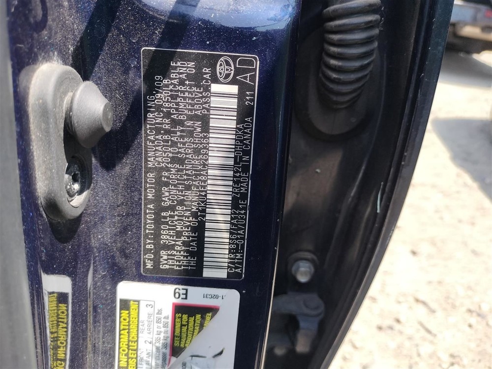 LEFT REAR DOOR WINDOW REGULATOR OEM 2012 TOYOTA MATRIX
