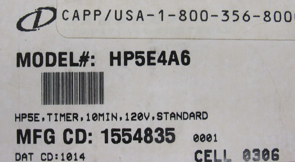 NEW DANAHER HP5E4A6 TIMER 10 MINUTE