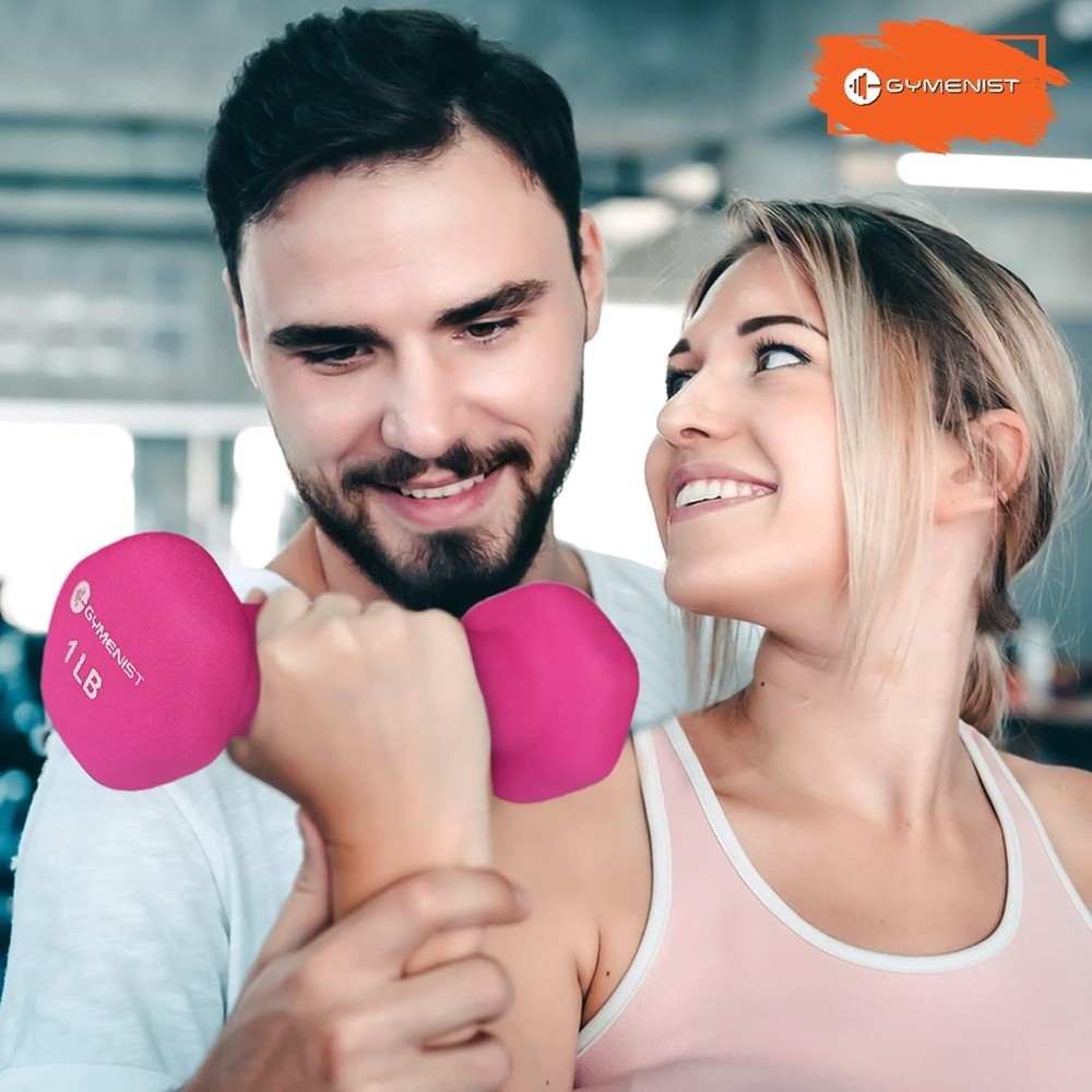 Comfortable Grip Neoprene Dumbbells - 2 Pack Lightweight Exercise Weights