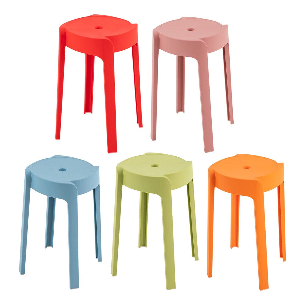 Round Plastic Seat PP Stackable Stool Multicolor Students Chair Windmill Shape