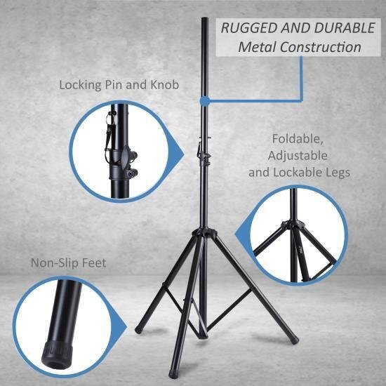 Pyle Universal Speaker Stand Mount Holders Metal Height Adjustable (Pair)
