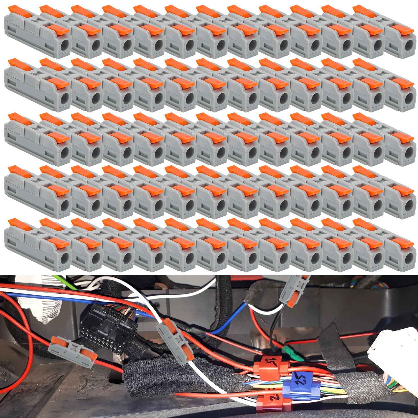 60pcs Quick Connect Lever Wire Connectors Compact Inline Splicing Terminals