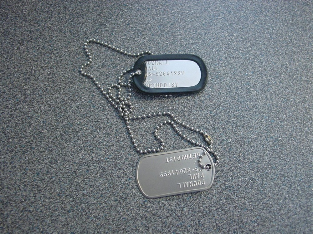 Paul Pownall US Military Dog Tag Set on Chain Methodist Religion