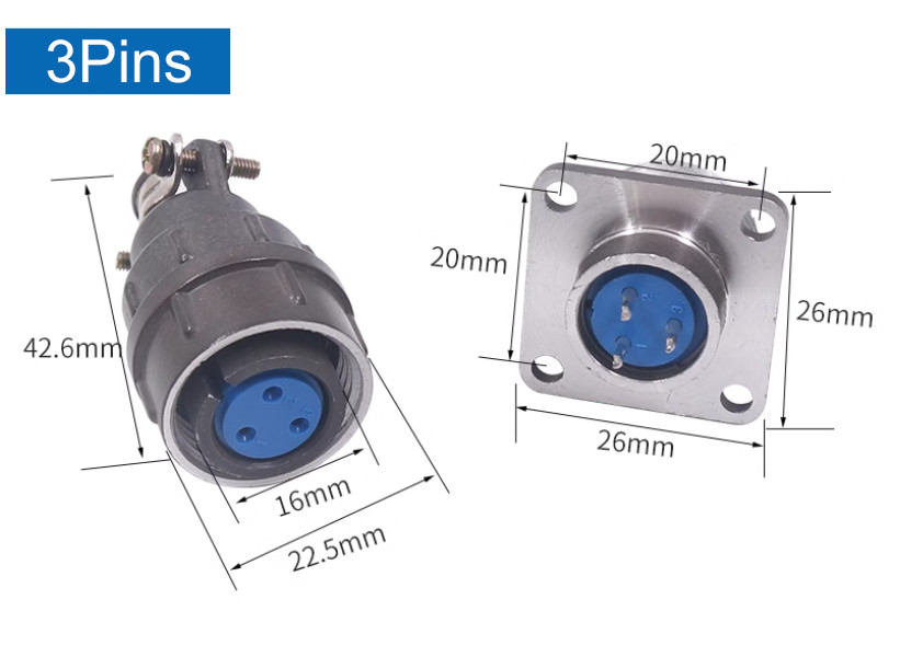 CX16 Series Aviation Plug & Socket Panel Mount Electrical Wire Connector 16mm