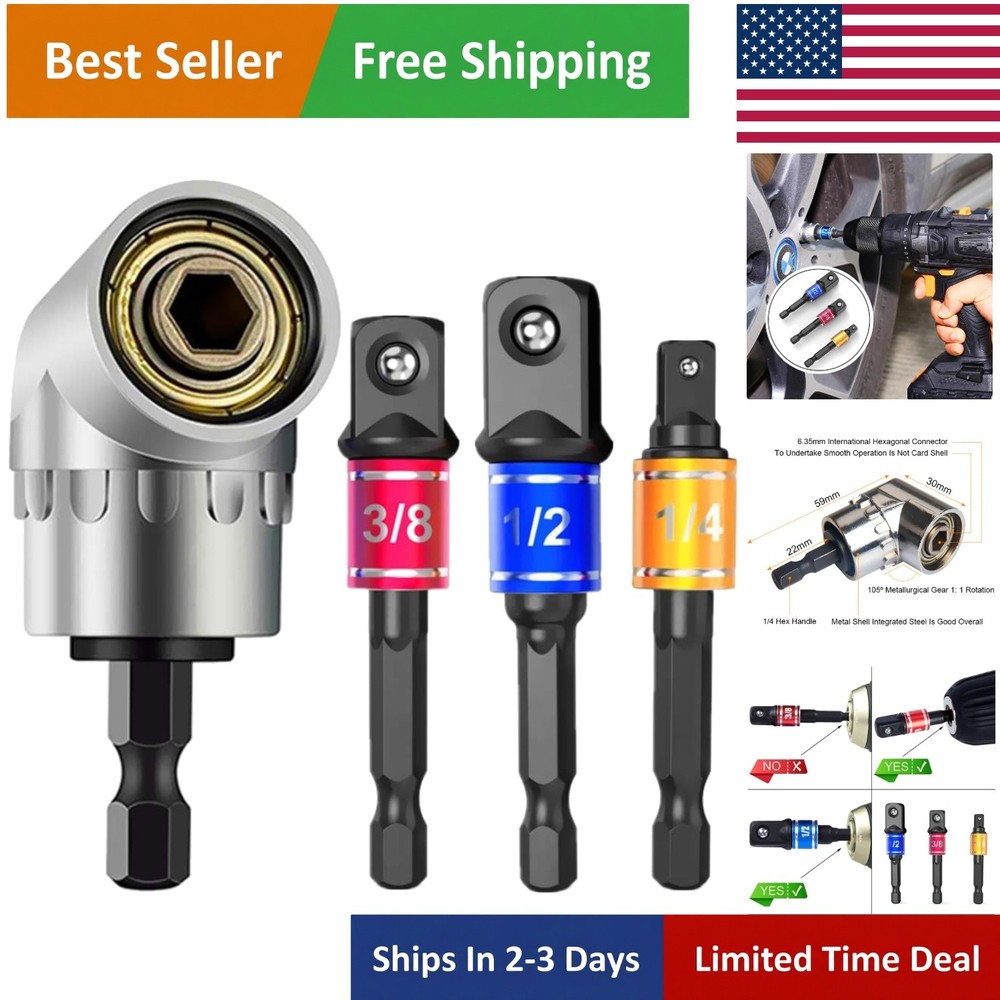 Comprehensive 3-Piece Impact Socket Adapter Set with Color-Coded Identification