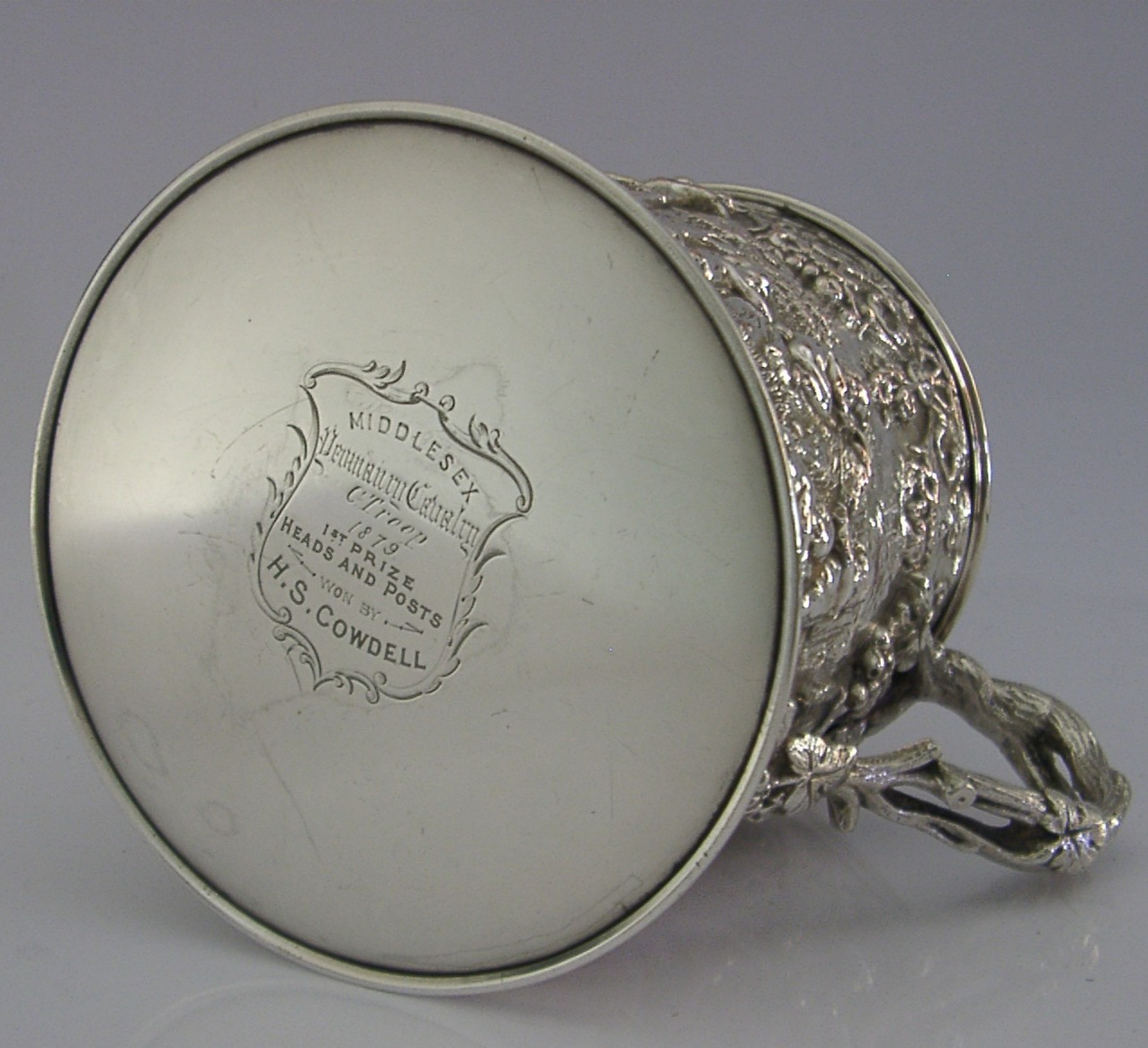 MIDDLESEX YEOMANRY ZULU WAR ERA SILVER PLATE PINT TANKARD 1879 MILITARY ANTIQUE