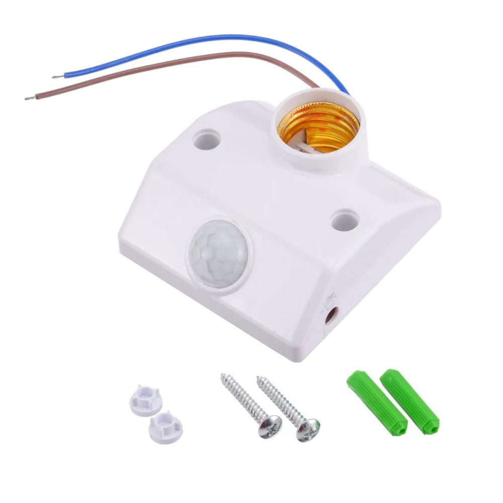 White Auto Human Motion Sensor Detector Bulb Light Lamp Base Holder