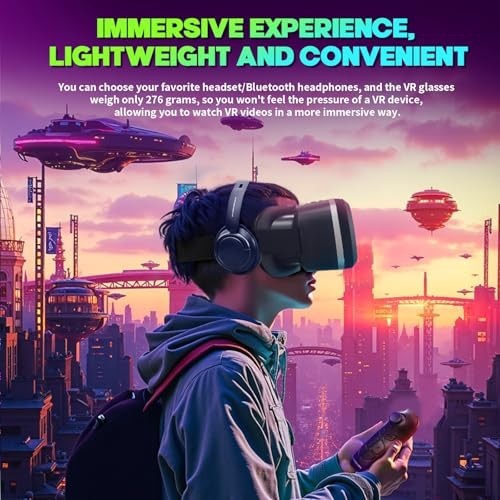 Universal VR Headset with Bluetooth Controller, Compatible with 4.7-7" Phones, H