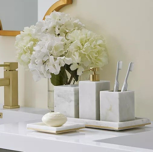 Sferra Pietra Marble Storage Tray WHITE / SILVER $109.00