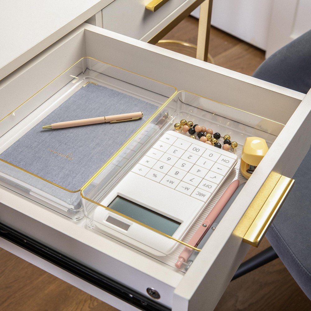 Kerry Plastic Stackable Office Desk Drawer Organizers, 9" x 6", 3 Pack, with ...