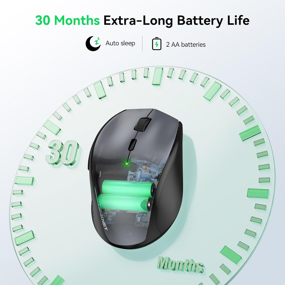 Wireless Mouse, 2.4G USB Computer Mouse with 6-Level Adjustable 4800 DPI, Silent