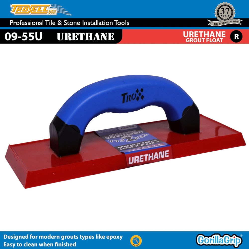 Troxell USA - 4" x 9" Urethane Grout Float with SoftGrip Handle Red