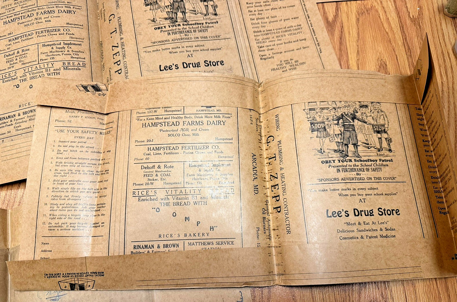 OLD LEES DRUG STORE WESTMINSTER MARYLAND COCA COLA BORDENS SCHOOL BOOK COVER LOT