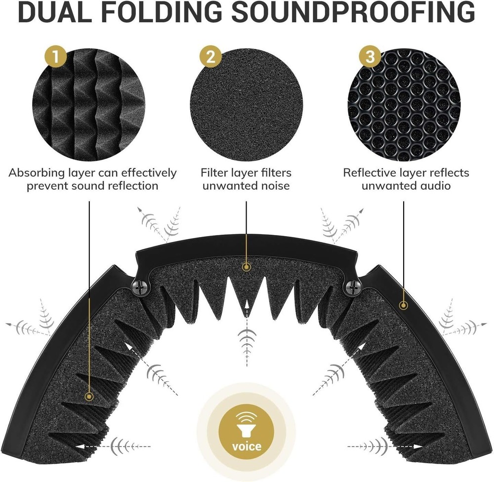 Compact Microphone Isolation Shield for Superior Noise Reduction and Studio Use